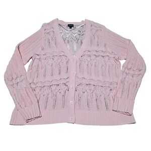 Torrid Pink Crochet Lace‎ Cardigan Sweater Women Size 2 or 18/20 Lightweight